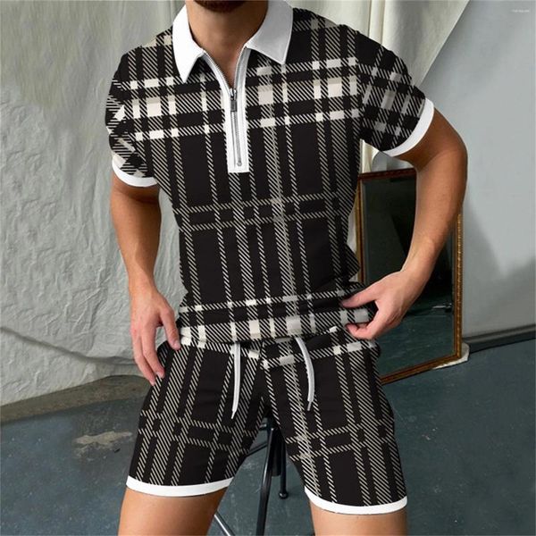 Chándales para hombre, camisa de manga corta con estampado Digital 3D y pantalones cortos, traje deportivo informal con solapas, trajes de esmoquin de verano