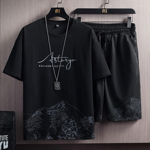 Chándales de verano para hombre con estampado 3d, conjunto informal de 2 piezas para hombre, camiseta de talla grande con cuello redondo para hombre, pantalones cortos, atuendo de ocio