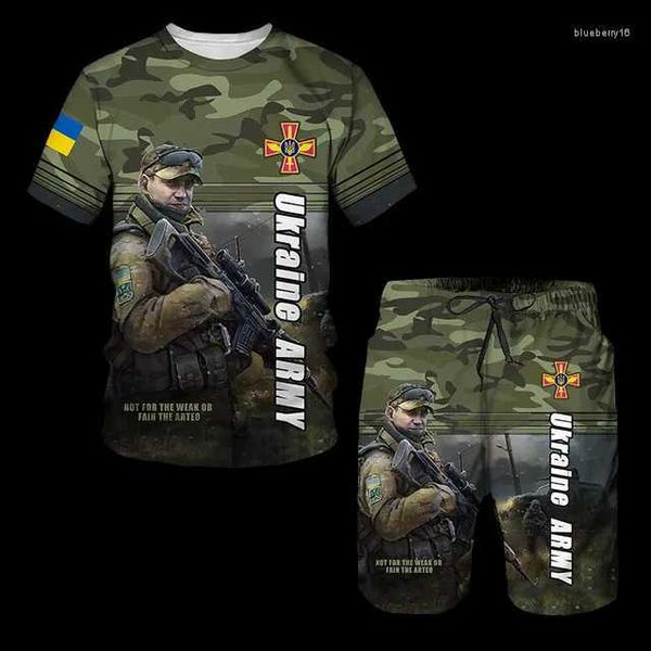 Survêtements pour hommes Été 3D Camouflage Ukrainien Style Militaire Sportswear Imprimé T-shirt Ensemble Casual Street Wear