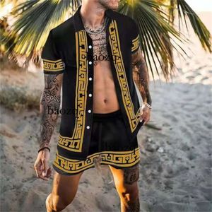 Survêtements pour hommes Summer Beach Hommes Shorts Costumes Chemises hawaïennes Set Button Up Marque de luxe Chemise à manches courtes Bouton imprimé T-shirts Vacances 230720