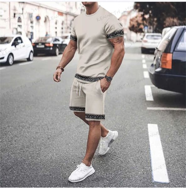 Survêtements pour hommes Summer Beach Sets Hommes Imprimer T-shirts à manches courtes Shorts Deux pièces Survêtement décontracté Hommes Street Fashion Tenues 2 PC Sportswear T240126