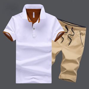 Survêtements pour hommes Marque d'été Hommes Ensembles de sport 2Piece Shorts Running Fitness Suit Survêtement Homme Casual POLO à manches courtes pour hommes 4XL 230418