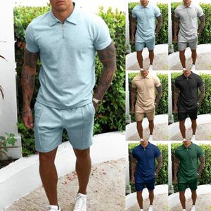 Chándales para hombres Verano Transpirable Dos piezas Volumen Camiseta Pantalones cortos Conjunto Pollo Suite Pantalón Traje con chaqueta larga Todo