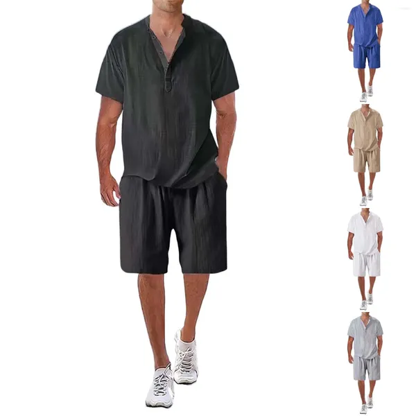 Survêtements pour hommes Été respirant deux pièces chemise froissée ensemble de shorts de plage texturés veste de smoking hommes