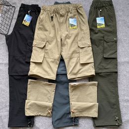 Survêtements pour hommes Pantalon cargo d'été Séchage rapide Double utilisé Taille élastique Pieds détachables Lâche Droite Pantalon long imperméable 230826