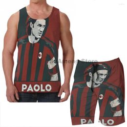 Survêtements pour hommes Summer Casual Funny Print Hommes Débardeurs Femmes Paolo Maldini Board Beach Shorts Ensembles Fitness Gilet sans manches