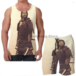 Heren Trainingspakken Zomer Casual Grappige Print Mannen Tank Tops Vrouwen The Last Samurai Board Beach Shorts Sets Fitness Mouwloos Vest