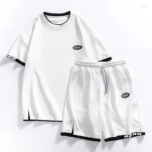 Suits-survêtement masculins T-shirt décontracté Set Jogger blanc Shorts imprimés Y2K Vêtements 2 pièces pour hommes M-4XL