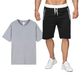 Survêtements pour hommes Summer Cotton Lin Shirt Set Casual Outdoor 2 pièces Costume et vêtements à la maison Pyjama confortable respirant plage à manches courtes XB