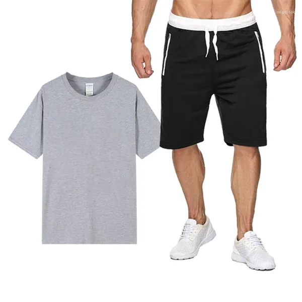 Chándal para hombre Conjunto de camisa de lino y algodón de verano Traje informal de 2 piezas para exteriores Ropa para el hogar Pijamas Cómodo y transpirable Playa Manga corta XB