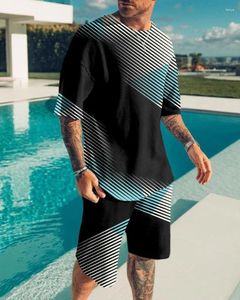 Trainingspakken voor heren Zomermode 2-delig trainingspak Oversized kleding Vintage strandstijl 3D bedrukt T-shirt Pak Shorts