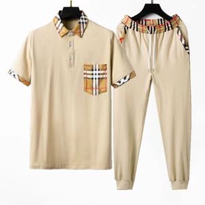 Survêtements pour hommes Mode d'été Mode Pantalon Polo pour hommes Ensemble de coton de haute qualité Slim Fit Sports Stretch Slim Commerce extérieur