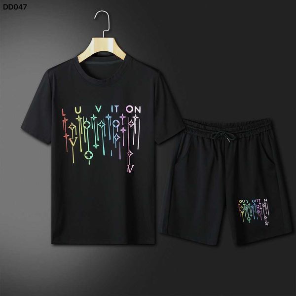 Parcours masculins Fashion Fashion Fashion Hommes et femmes shorts de survêtement Ensembles de survêtement à manches courtes 100% coton Black T-shirts Imprimé set masculin pour hommes vêtements # l-v1pzc0