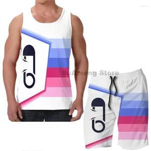 Parcours masculin Summer Summer Funny Print Men Tops Tops Femmes Abdl Pride Flag Bels Shorts Set Fitness Vest de fitness