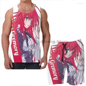 Hommes survêtements été drôle impression hommes débardeurs femmes Rias Gremory lycée DXD plage Shorts ensembles Fitness gilet