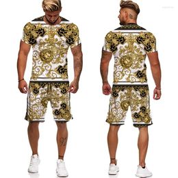 T-shirt de statut de surtie masculine Sumden Lion Pattern T-shirt 3D TEE PRINT / Shorts / Costume Baroque Style Streetwear Luxury
