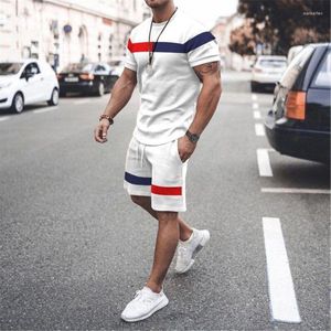 Survêtements pour hommes été maison loisirs hommes mince à manches courtes sport Collage col rond T-shirt tendance deux pièces Grou S