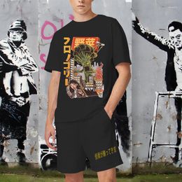 Heren Trainingspakken Zomer Japanse Harajuku Anime Casual Sport T-shirt Shorts 2-delige Set Katoen Ioose Street Wear