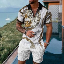 Survêtements pour hommes Été De Luxe Polos Shorts Ensemble Hommes Marque Homme Vêtements À Manches Courtes Survêtement Streetwear Casual Social T Shirt Revers Costume 230630