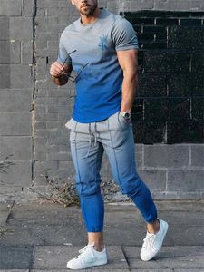 Chándales para hombres Hombres de verano Conjuntos casuales Camiseta de moda Pantalones de manga corta Moda Impresión 3D Chándal de 2 piezas Sonrisa Camisetas gráficas Dym