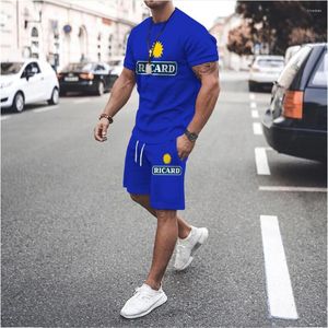 Survêtements pour hommes été hommes luxe survêtement France Ricard imprimé T-Shirt ensemble short et haut mode tenue décontracté élégant costume homme surdimensionné