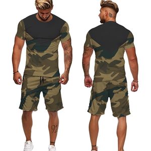 Tracksuits voor heren zomer heren camouflage t-shirt/shorts/pak korte mouwen straatstijl sportkleding t-shirt shorts casual los fit 221006