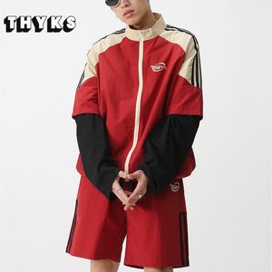 Tracksuits voor heren Zomer herensets Koreaans contrast Kleur Casual sportpak Women Japanse Harajuku Oversized T-shirt Quick Drying Running Shorts 230812