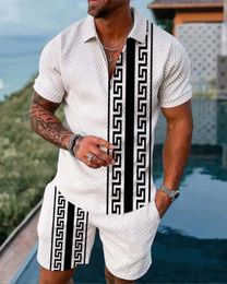 Survêtements pour hommes Été Hommes Survêtement À Manches Courtes Polo Et Short Costume Deux Pièces Ensemble Mâle Golf Sport Gym Vêtements Streetwear Pour Hommes 231021