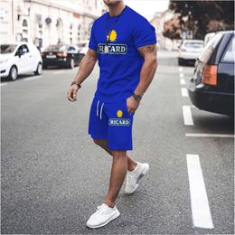 Tracksuits voor heren Zomer mannen Sets tracksuit t -shirt heren kleding mode france ricard soild kleur pak mannelijke man vintage sportkleding korte outfits 230303