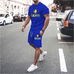 Survêtements pour hommes Été Hommes Ensembles Survêtement T Shirt Homme Vêtements Mode France Ricard Solide Couleur Costume Homme Homme Vintage Sportswear Tenues Courtes 230227