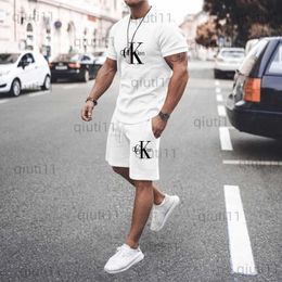 Tracksuits voor heren zomer mannen twee stukken sets t-shirt shorts extra grote sportkleding bedrukte shirts merk herenpakken paren dragen 220602 T230321