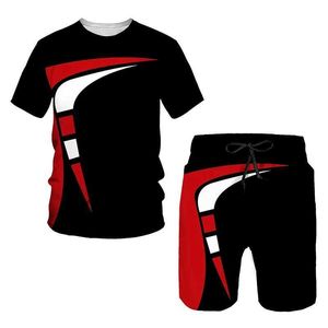 Parcours masculins T-shirt décontracté pour hommes pour hommes Summer 2 pièces Sort Shorts à la mode imprimés Sve Mens Sportswear Y240508