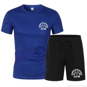 Parcours masculins Summer Summer Fashion Casual imprimé de fitness T-shirt à manches courtes + Sports à manches courtes Train extérieur Mornrun S-4XL J240510