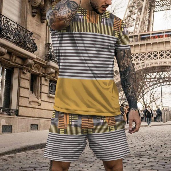 Survêtements pour hommes Summer Mens Fashion T-shirts Ensemble surdimensionné 6XL Outfit Short à manches courtes 2 pièces Survêtement Casual Simple Jogging