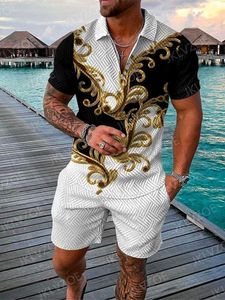 Suisses de survêtement masculines Été pour hommes en survêtement Polo Shorts Vintage Vintage Cold Down Casual Shirt Suit Fashion Beach Optifits Male Vêtements T240505