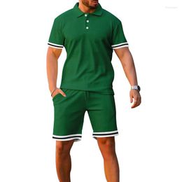 Survêtements pour hommes Summer Polo T-shirt et ensembles courts Homme Shorts manches Top Pantalon Couleur vive Vêtements respirants Casual Running Streetwe