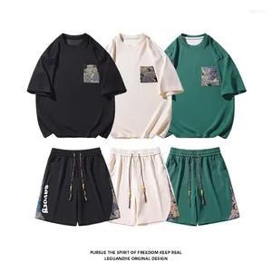 Trainingspakken voor heren Zomersets O-hals T-shirt met korte mouwen Shorts 2-delige set Casual Veelzijdig Trend Herenkleding Outfit Teddybeer Bedrukking