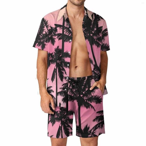 Hommes Survêtements D'été Chemise Ensembles Hommes Mode 2 pcs Chemises Cocotier Hawaii De Luxe Costumes Plage Outfit Vêtements