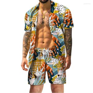 Tracksuits voor heren zomer shirts shorts digitale printen camisa masculina casual mode heren sets ropa hombre streetwear hawaiian