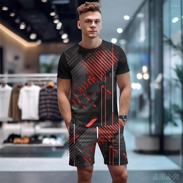 Suisses de survêtement masculines Shorts t-shirts à manches courtes estivales 2 pièces en maille t-shirts surdimensionnés