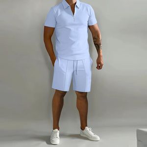 Men S Tracksuits Summer Short Sleeve dunne polo shirt sport shorts 2 -delige heren tracksuit suit heren Men Solid Set Casual Jogging Sportswear 230522