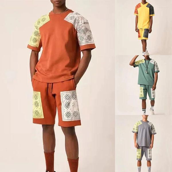 Survêtements pour hommes Été Costume de sport à manches courtes Impression 3D Fleur de cajou Tendance Lâche 6XL T-shirt décontracté Chemise Pantalon de plage Vêtements de jogging