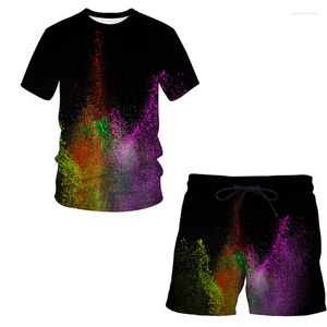Survêtements pour hommes Summer Splash Tie Dyeing Shorts 3D Ensembles T-shirt à manches courtes 2023 Ensemble de survêtement de sport pour hommes Vêtements 2 pièces