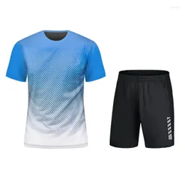 Trainingspakken voor heren, zomersport-T-shirt en shorts, badmintonshirt met korte mouwen, hardloopsweatshirt, tennispak