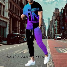 Survêtements pour hommes Vêtements de sport d'été Mode Smiley Face T-shirt à manches courtes Tendance Pantalon de jogging de rue Impression 3D 2 pièces Loisirs.