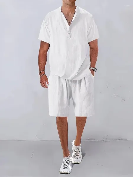 Chándales para hombres Traje de verano para hombres Moda Camisas masculinas Pantalones cortos Conjuntos de dos piezas Hawaii Ropa de lujo Trajes de vocación de playa europea sueltos