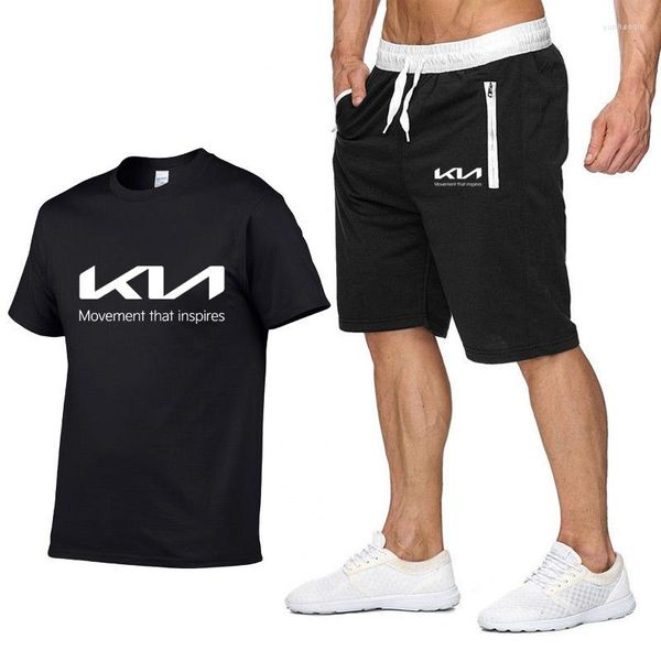 Survêtements pour hommes Costume d'été KIA Motors imprimé mode vêtements de sport décontractés homme manches courtes coton T-shirt Shorts ensemble 2 pièces