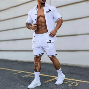 Survêtements pour hommes costume d'été à la mode couleur unie revers pull veste Athleisure short à manches courtes Designer ensemble deux pièces