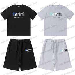 Survêtements pour hommes Summer Trapstar short à manches courtes brodé serviette bleue et blanche T-shirt de sport lâche pour hommes et femmes T230311