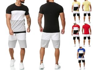 Survêtements pour hommes Tendance estivale Haut pour hommes Shorts de plage décontractés Costume Vue sur l'océan T-shirt court ordinaire à col rond imprimé en 3D Ensemble 2 pièces